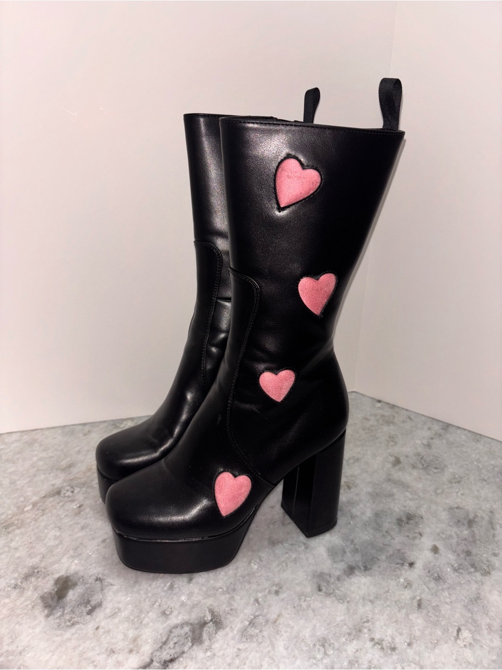 Lamoda Game Of Love Black Platform Mid Calf Boots